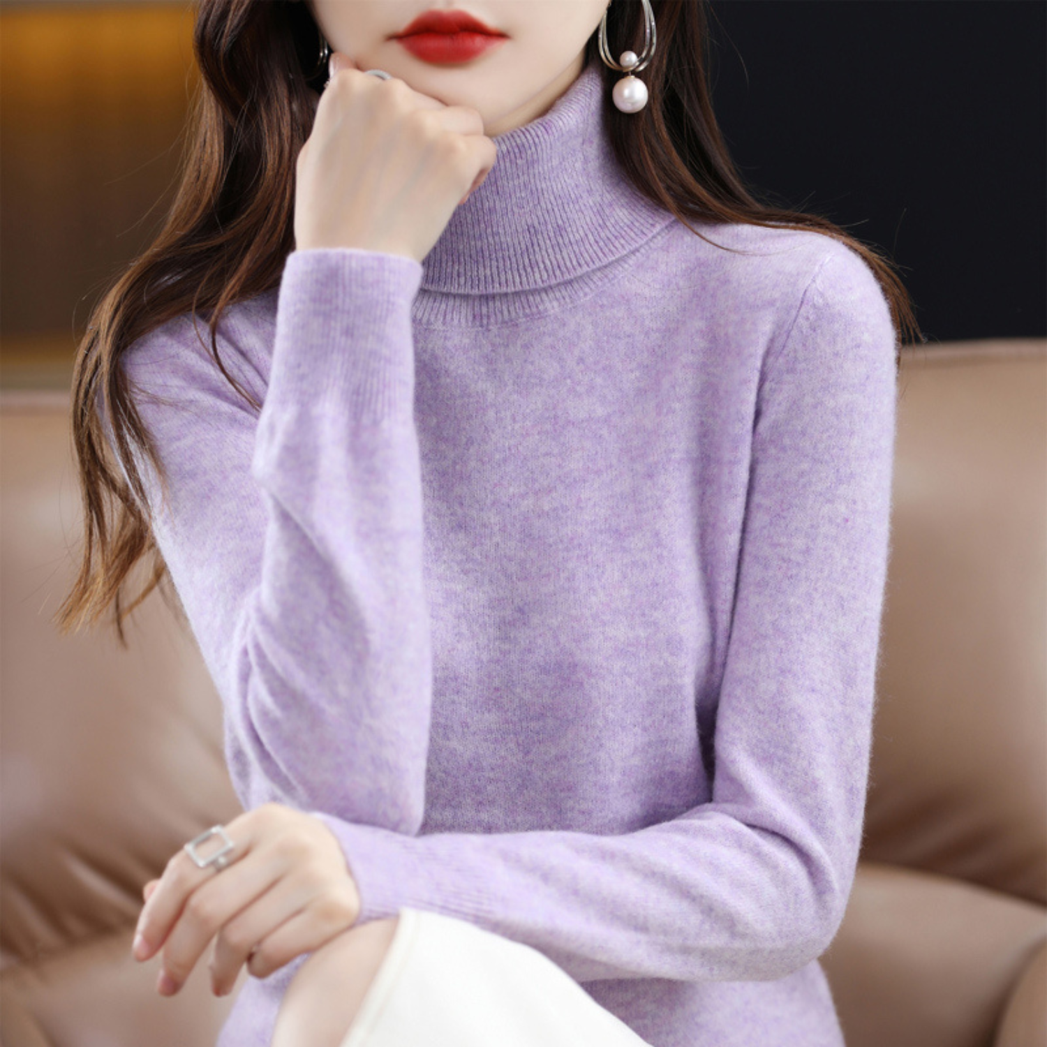 Pull à Col Roulé en Cachemire de Luxe pour Femme