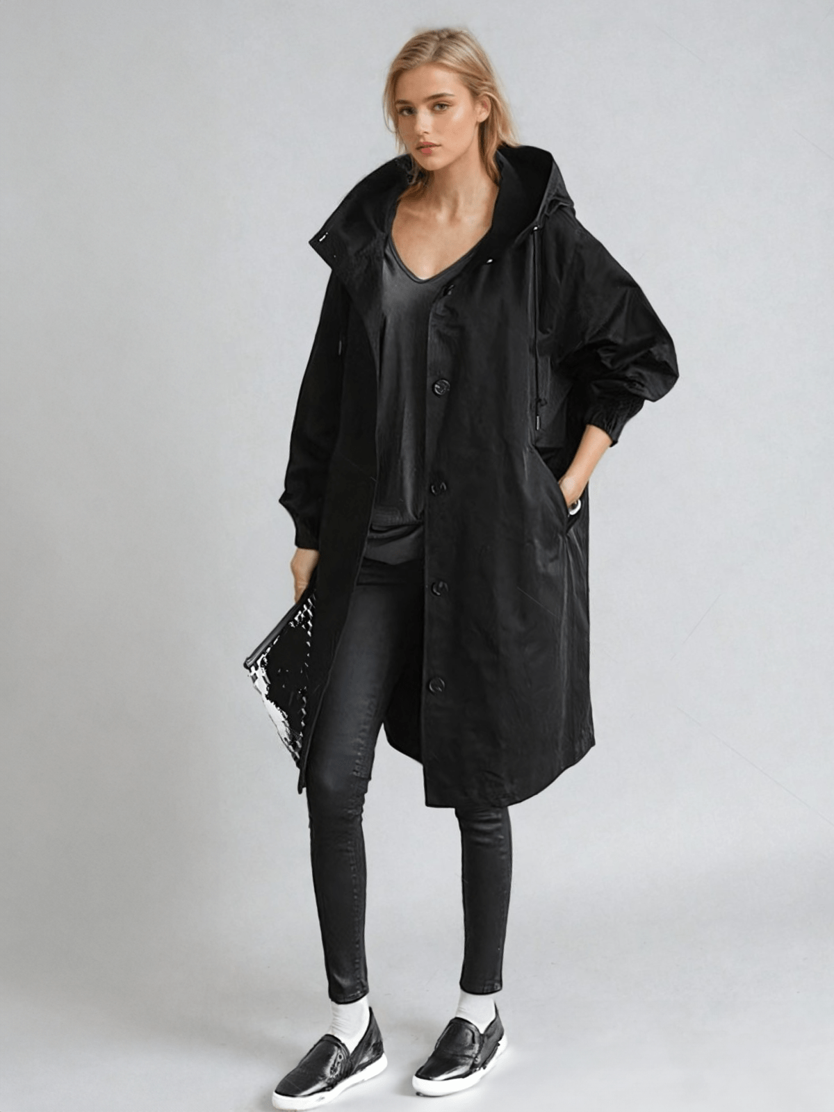 Trench-coat moderne à col montant élégant