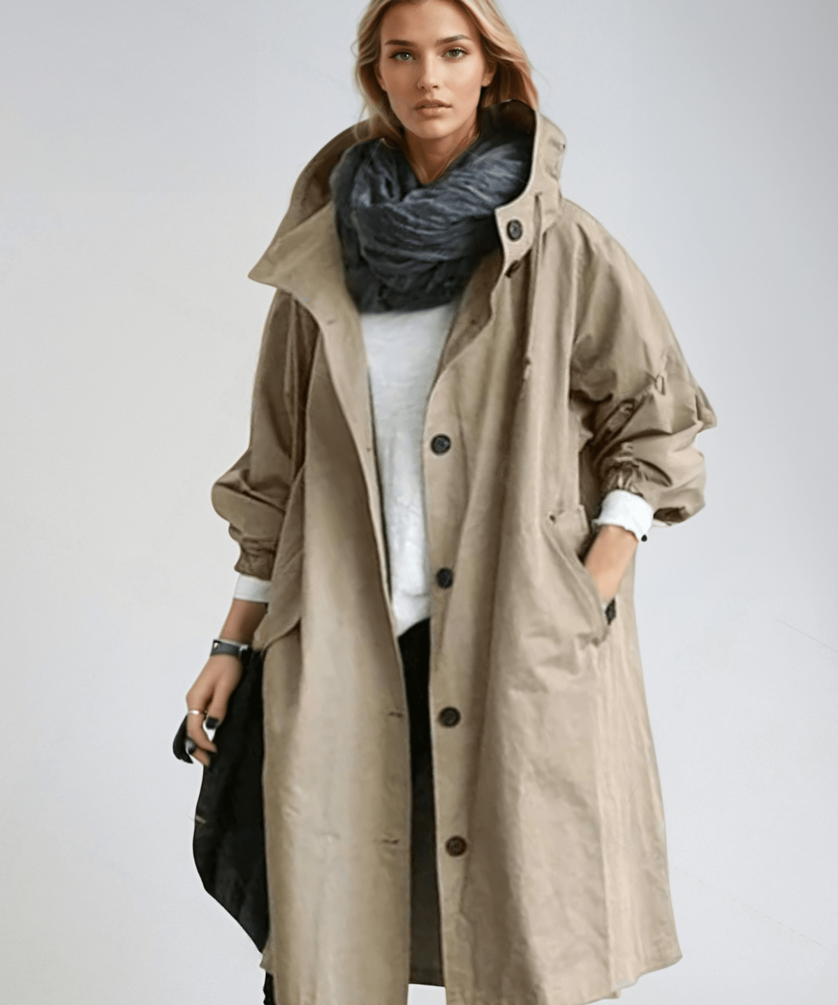 Trench-coat moderne à col montant élégant