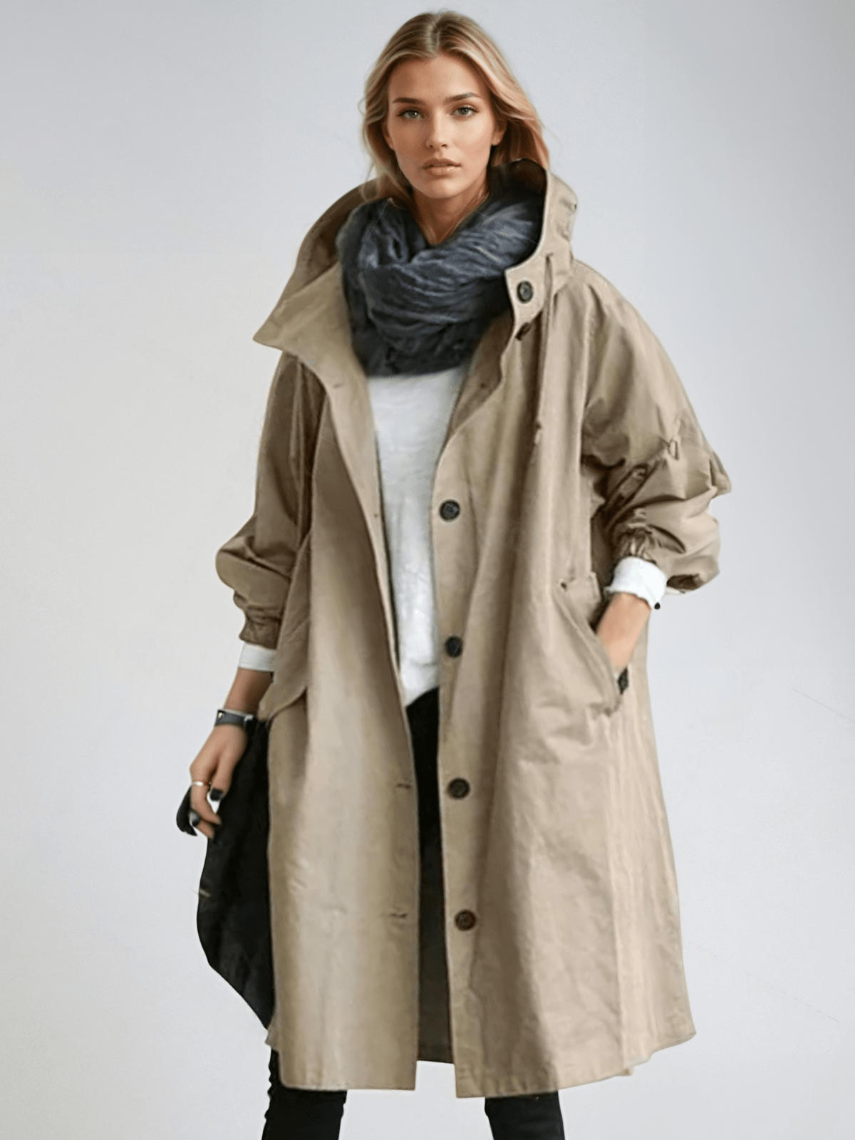 Trench-coat moderne à col montant élégant