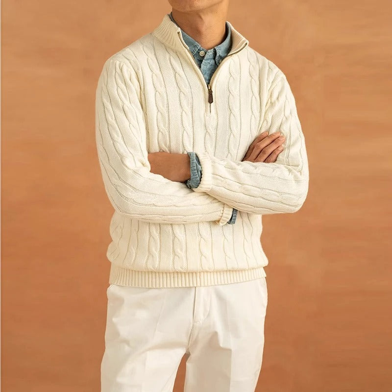 Pull homme Edward Jacquard à col montant et demi-zip