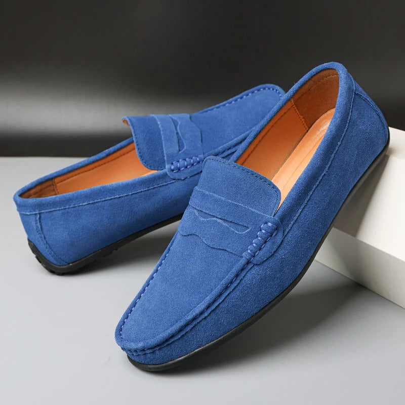Mocassins Homme en Daim Bleu Marine – Élégance Intemporelle