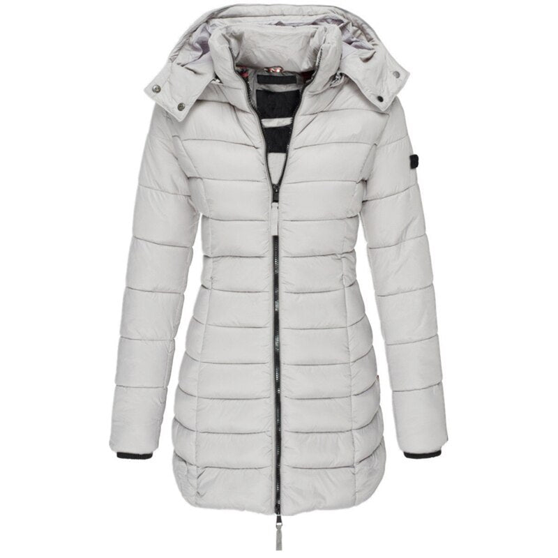 Doudoune Femme Automne/Hiver avec Capuche & Fermeture Zippée