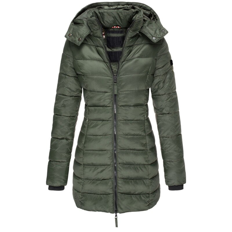 Doudoune Femme Automne/Hiver avec Capuche & Fermeture Zippée