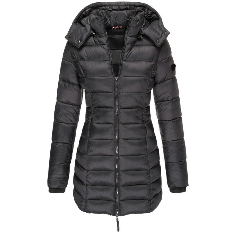 Doudoune Femme Automne/Hiver avec Capuche & Fermeture Zippée