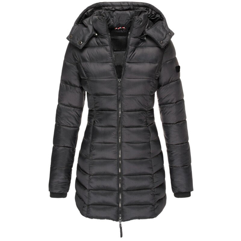 Doudoune Femme Automne/Hiver avec Capuche & Fermeture Zippée