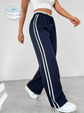 Pantalon de Jogging Sportif Taille Haute à Rayures