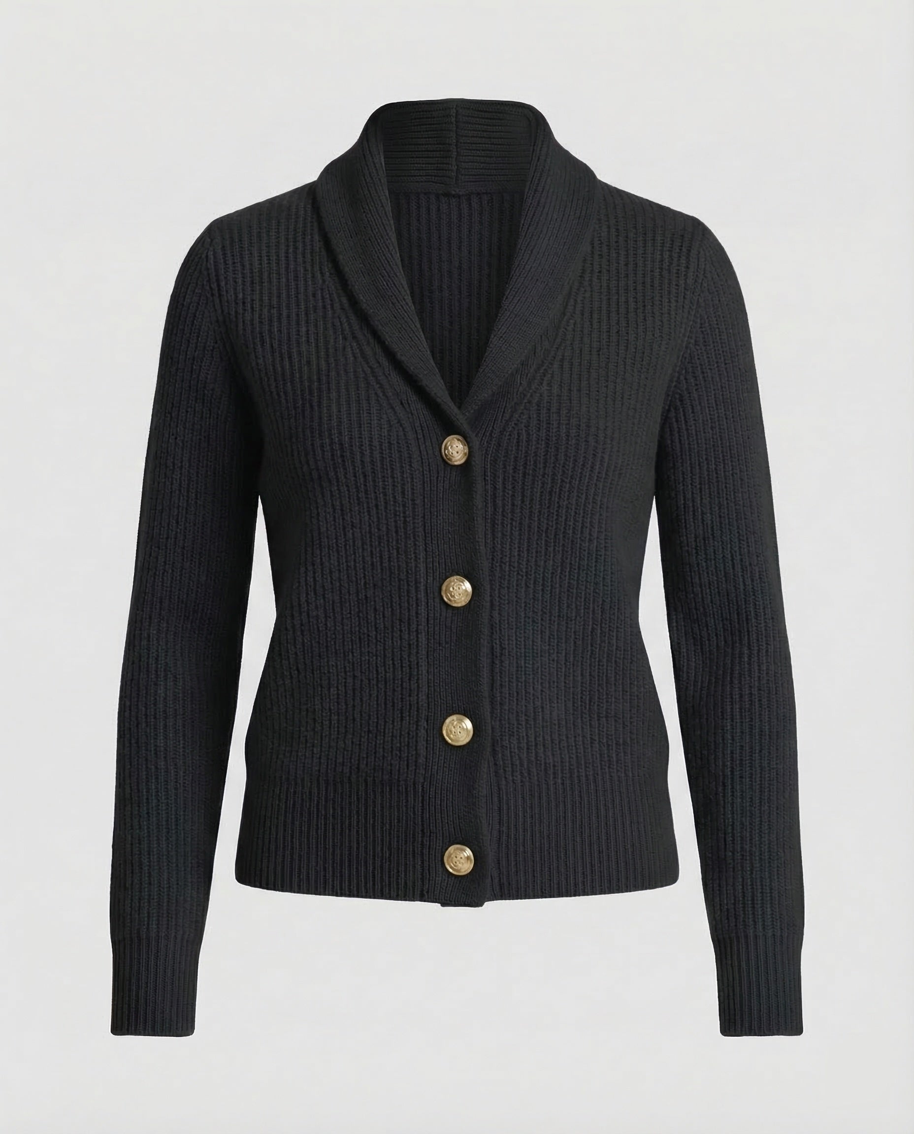 Cardigan en tricot à boutons – Col à revers coupe standard pour bureau et quotidien