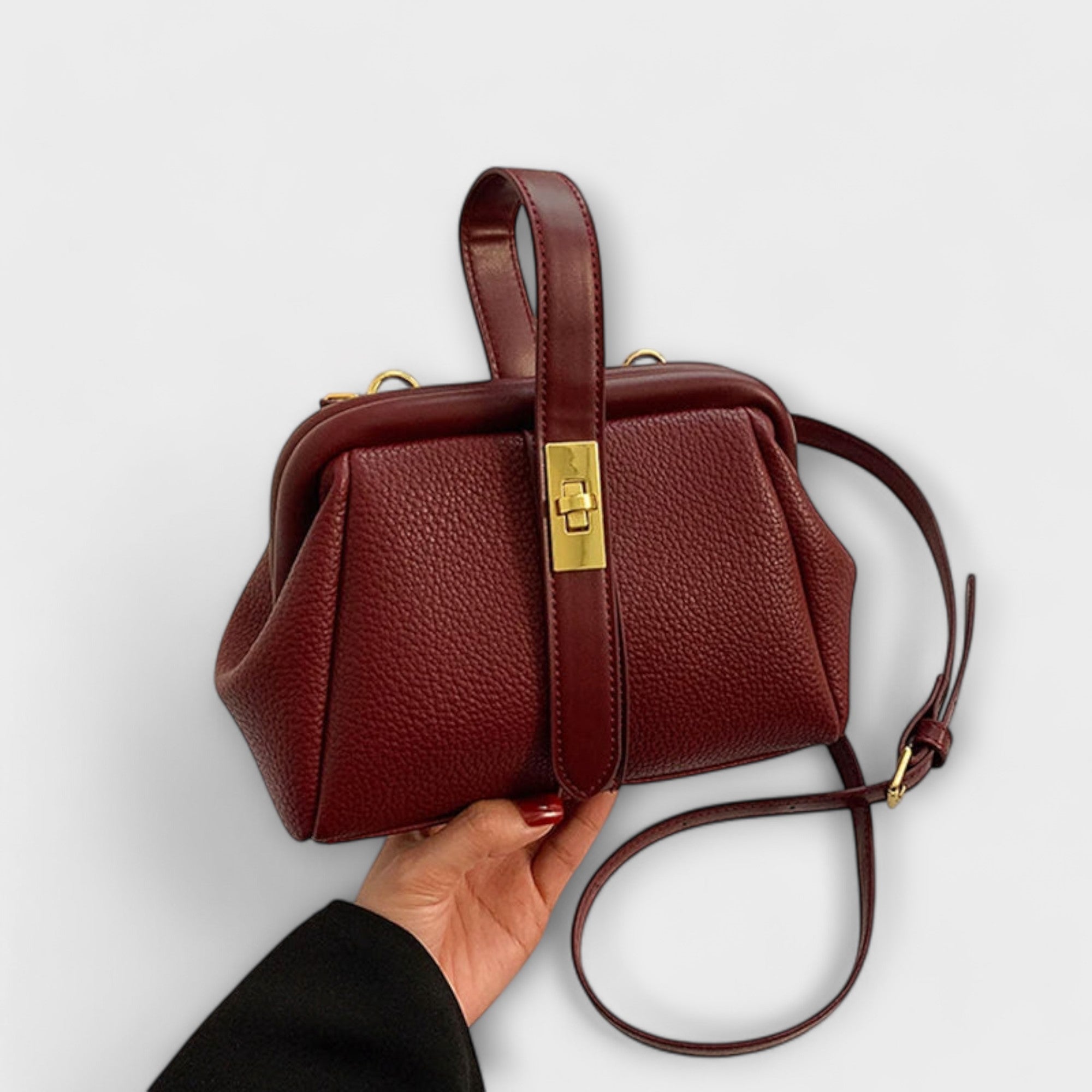 Sac à Main Mini en Cuir – Fermoir Rotatif, Pour la Ville et les Sorties