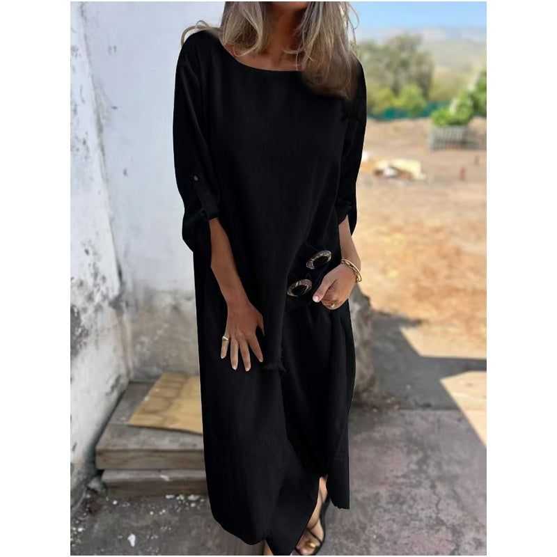 Ensemble deux pièces pour femmes avec une robe asymétrique et un pantalon décontracté