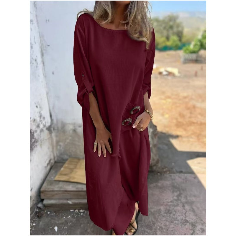 Ensemble deux pièces pour femmes avec une robe asymétrique et un pantalon décontracté
