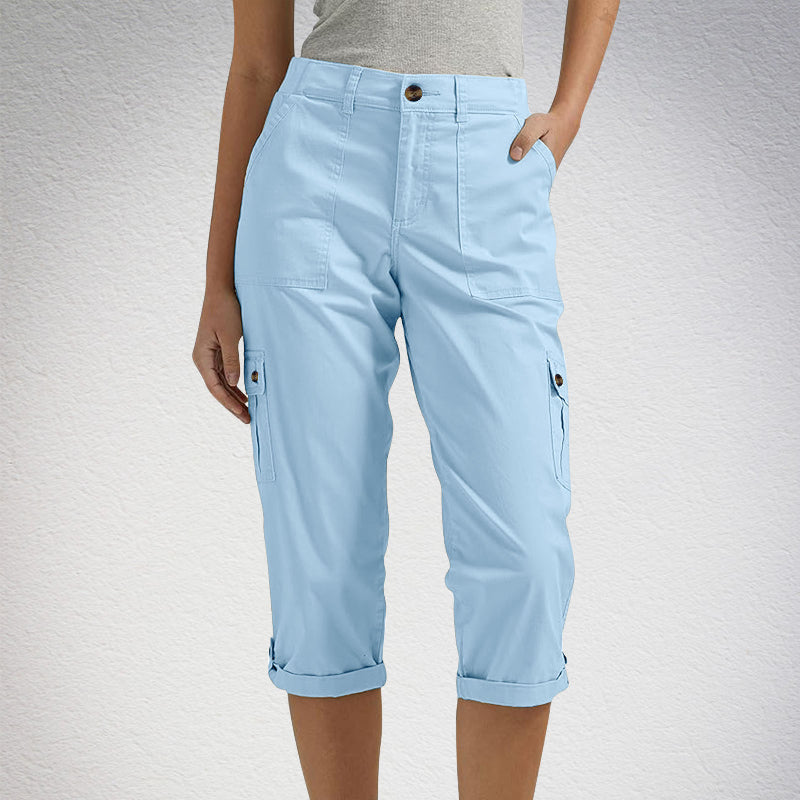 Shorts casual pour femmes avec plusieurs poches et taille haute