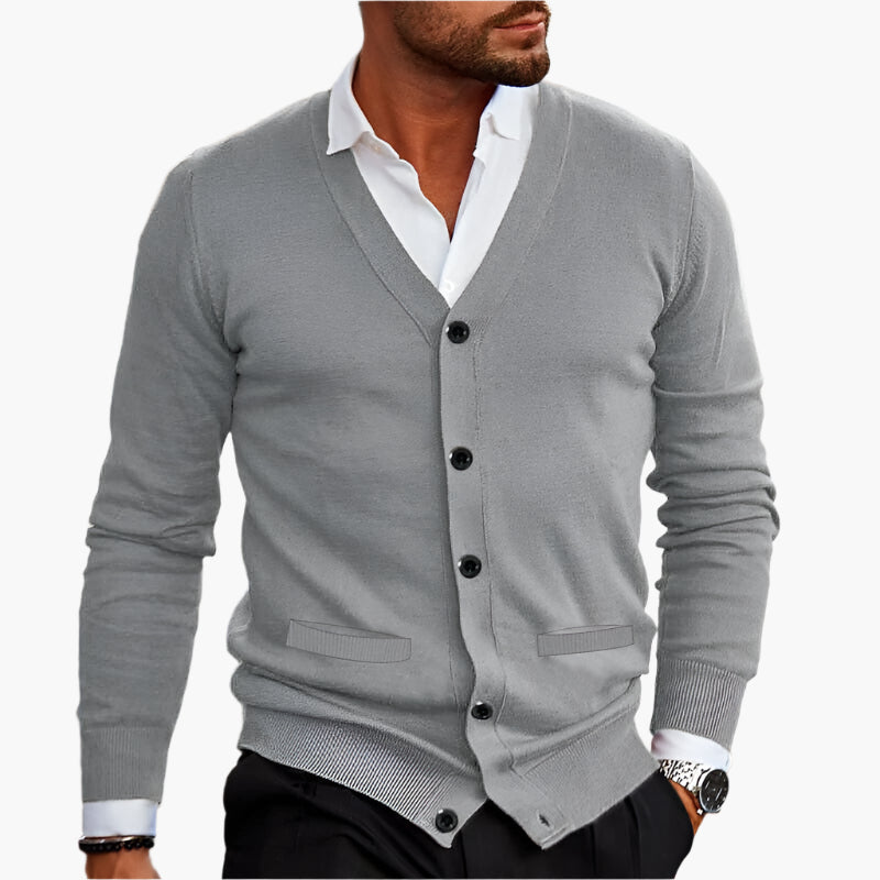 Cardigan pour hommes Classique Élégant – Veste en maille pour affaires et loisirs avec décolleté en V