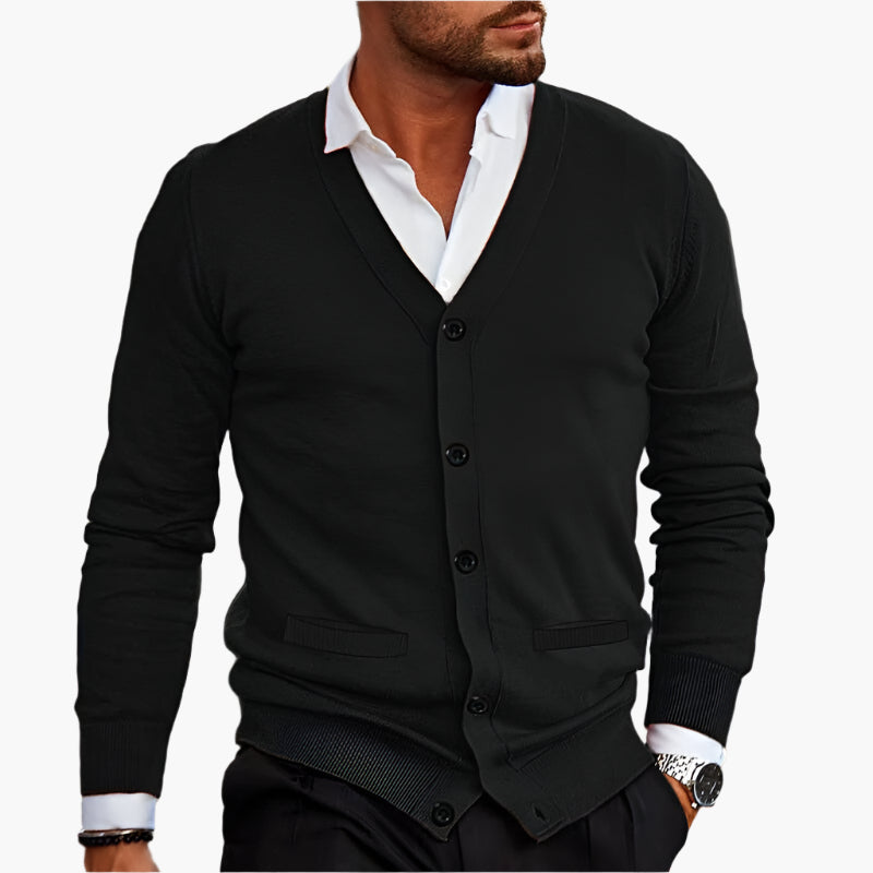 Cardigan pour hommes Classique Élégant – Veste en maille pour affaires et loisirs avec décolleté en V
