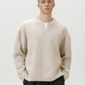 Pull en Tricot Torsadé avec Col en V et Finition Premium