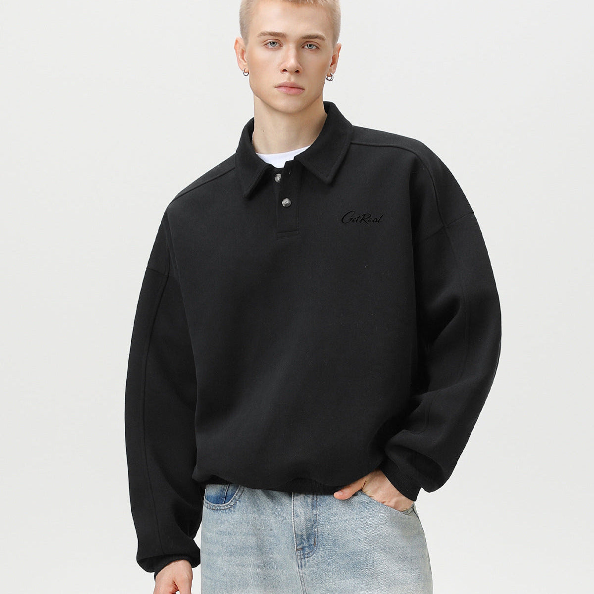 Polo Oversize en Maille Brodée – Style Casual Chic