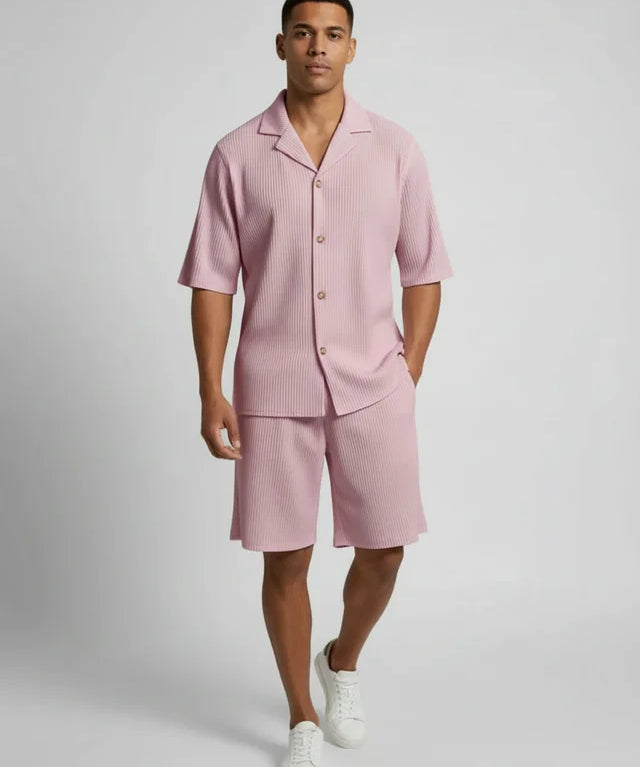 Ensemble chemise velours côtelé et short homme décontracté