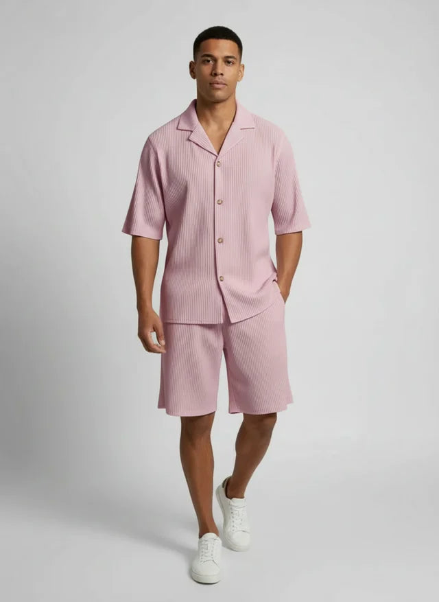 Ensemble chemise velours côtelé et short homme décontracté