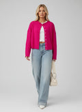 Cardigan tricot boutonné femme coupe ample manches longues