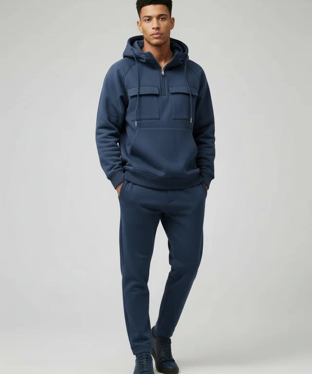 Sweat à capuche homme multi-poches automne-hiver