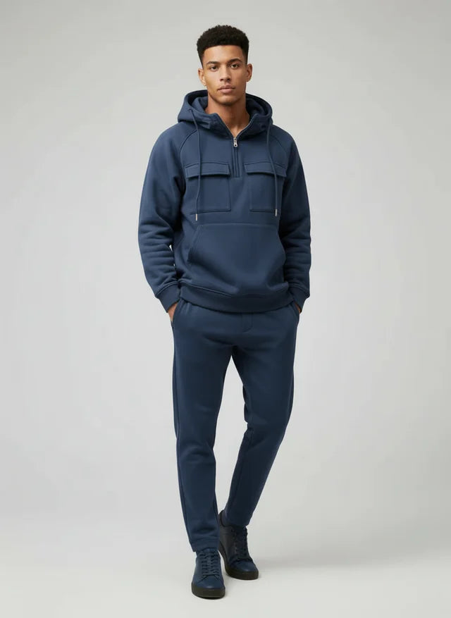 Sweat à capuche homme multi-poches automne-hiver