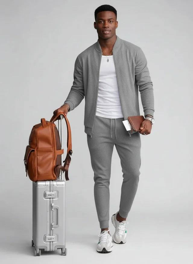 Ensemble Homme Décontracté Tricot Waffle Style Moderne