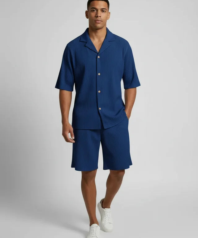 Ensemble chemise velours côtelé et short homme décontracté