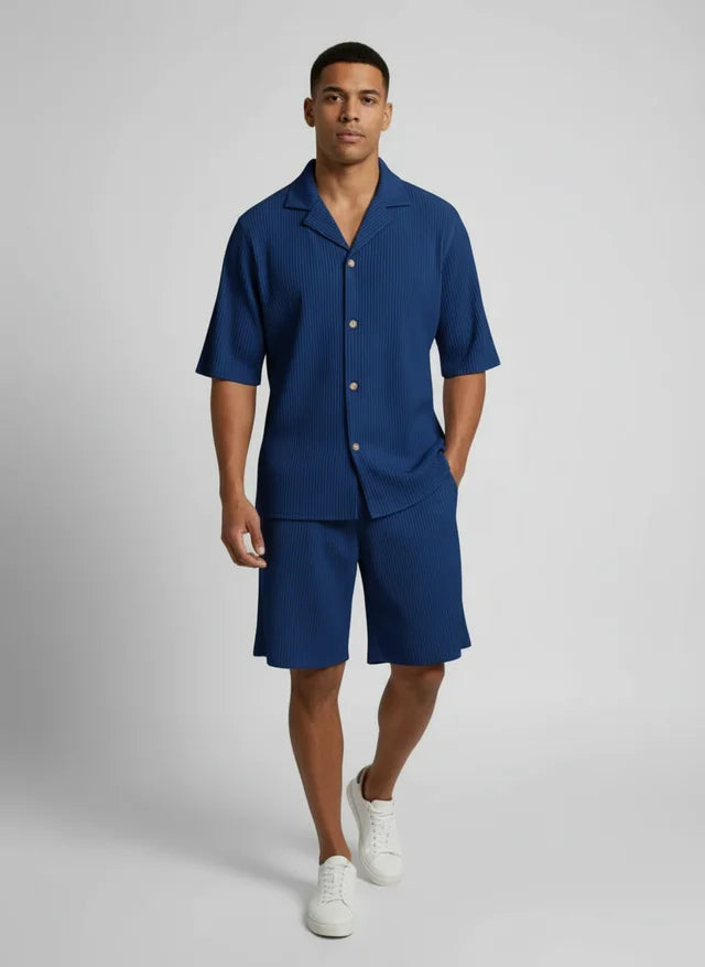 Ensemble chemise velours côtelé et short homme décontracté
