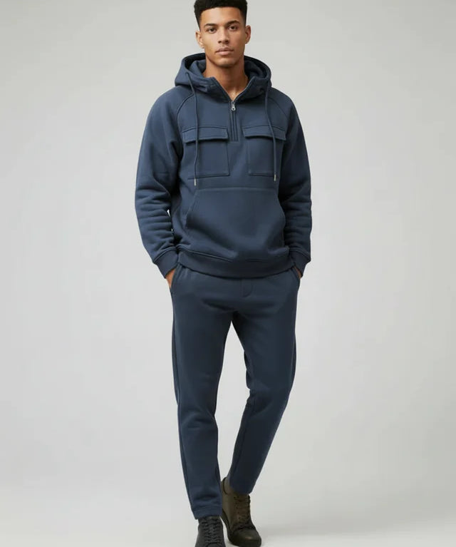 Sweat à capuche homme multi-poches automne-hiver