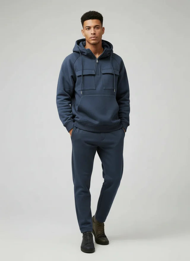 Sweat à capuche homme multi-poches automne-hiver
