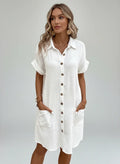Robe Mini Vintage à Col V et Manches 3/4 Féminine
