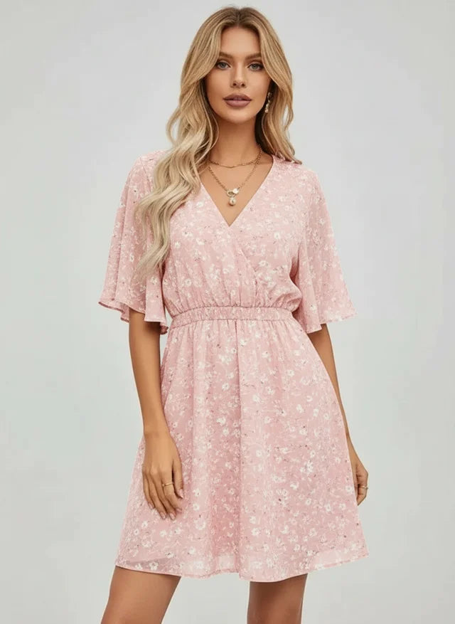 Robe femme imprimée manches courtes décontractée été