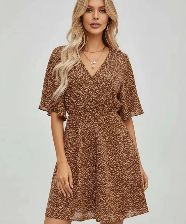 Robe femme imprimée manches courtes décontractée été