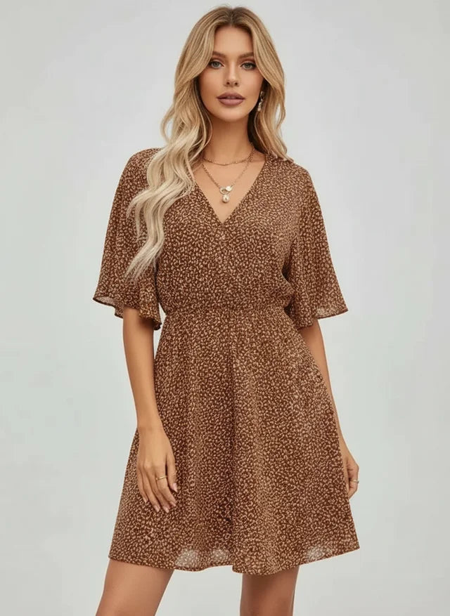 Robe femme imprimée manches courtes décontractée été