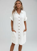 Robe mini vintage col V coton et lin été chic