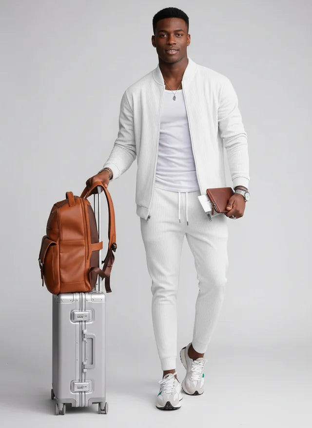Ensemble Homme Décontracté Tricot Waffle Style Moderne