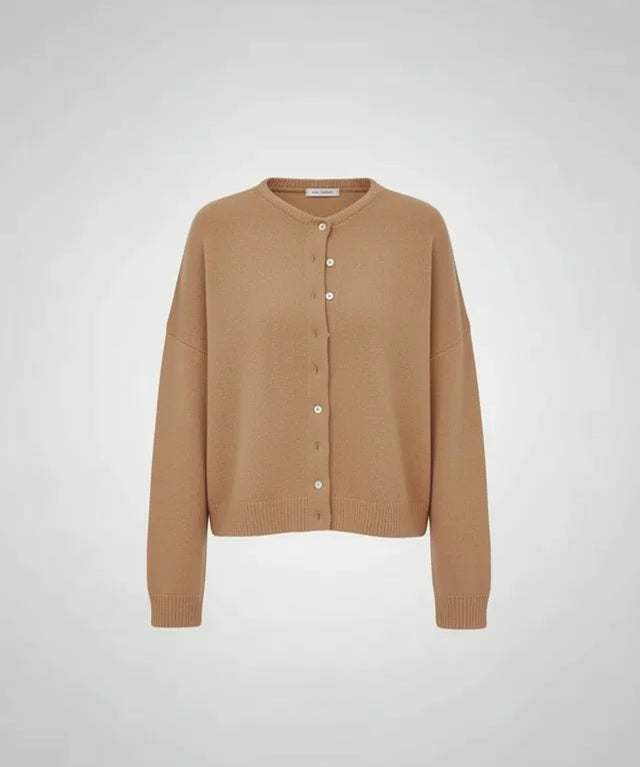 Cardigan tricot boutonné femme coupe ample manches longues