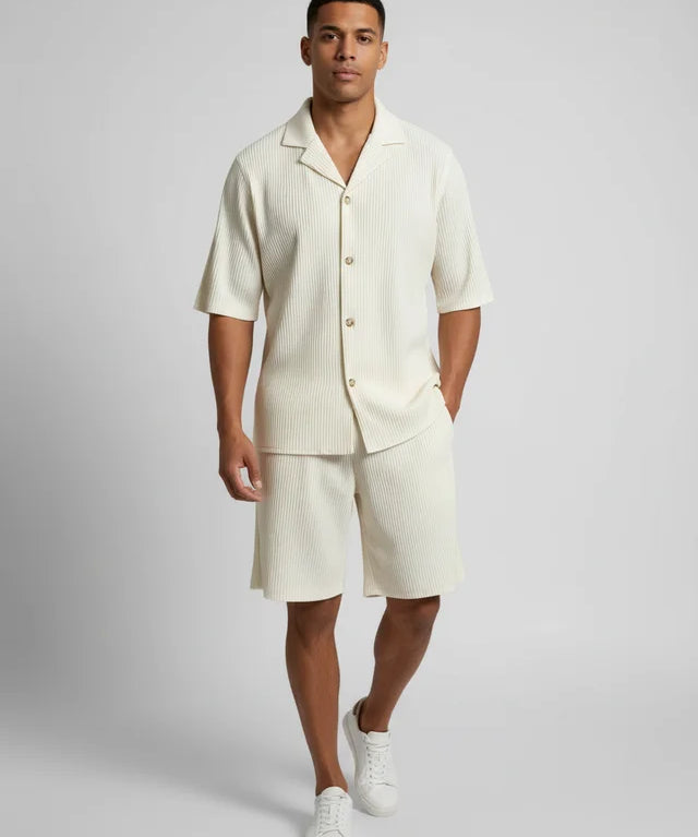 Ensemble chemise velours côtelé et short homme décontracté