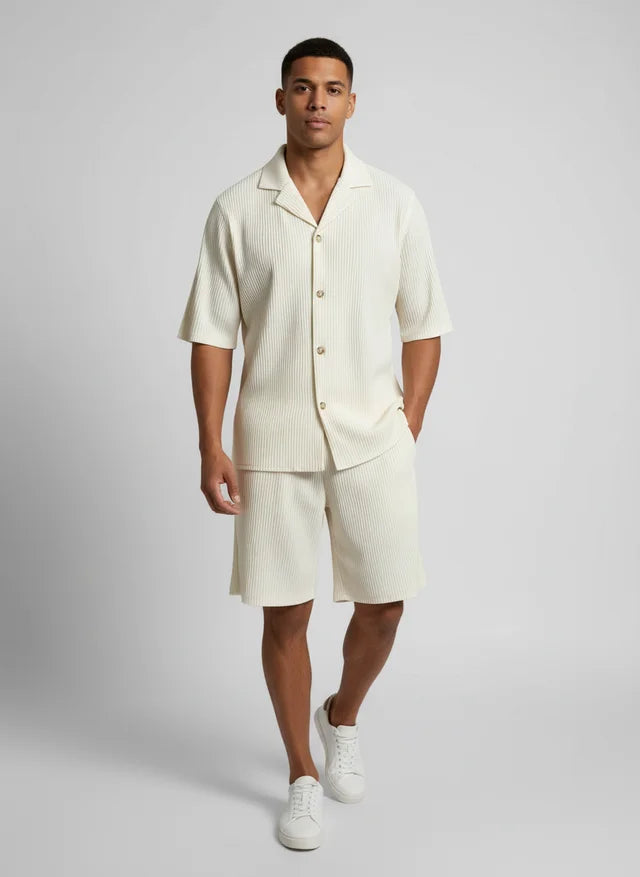 Ensemble chemise velours côtelé et short homme décontracté