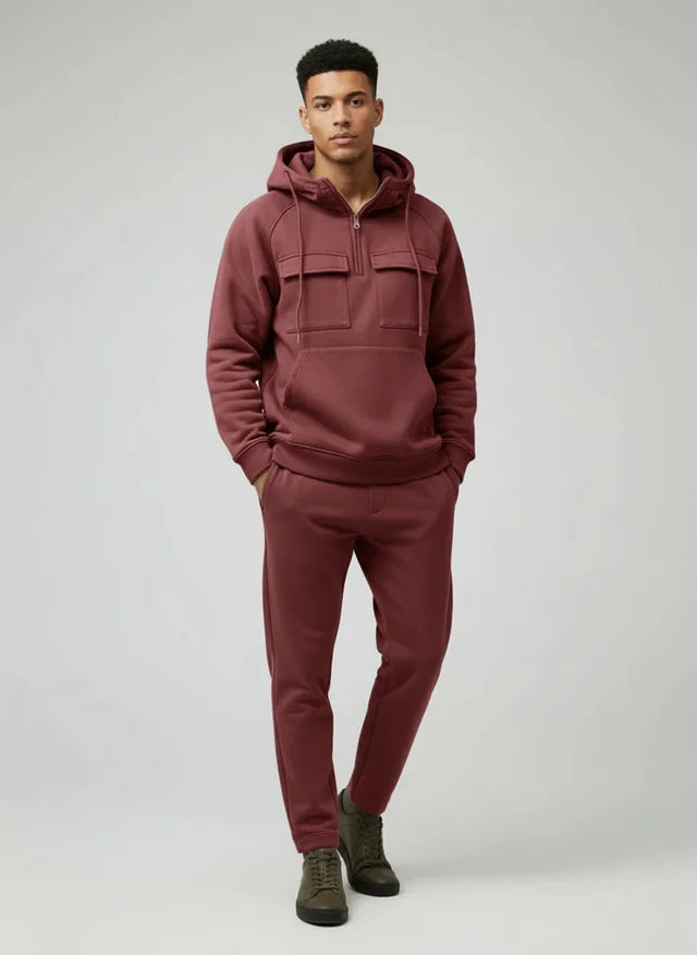 Sweat à capuche homme multi-poches automne-hiver