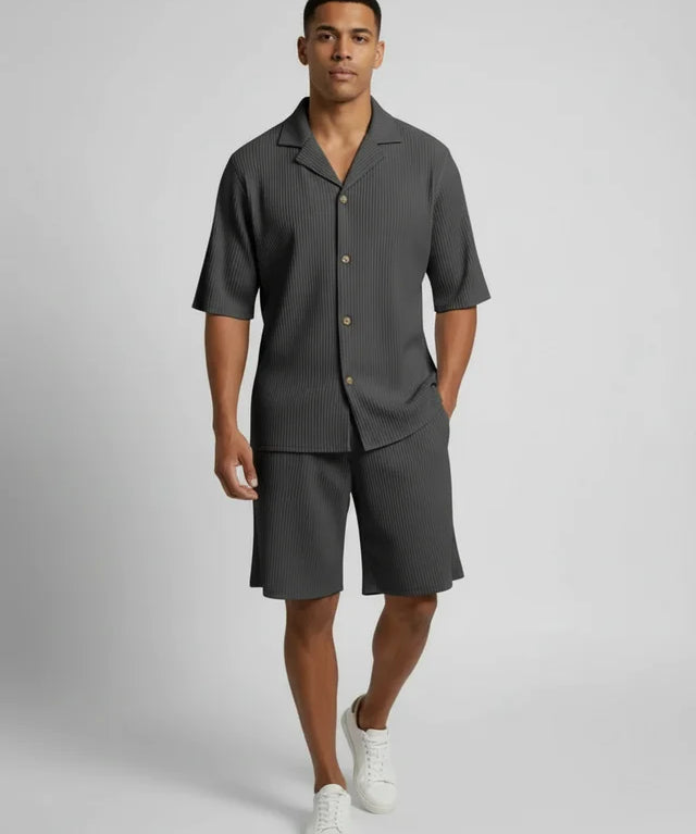 Ensemble chemise velours côtelé et short homme décontracté