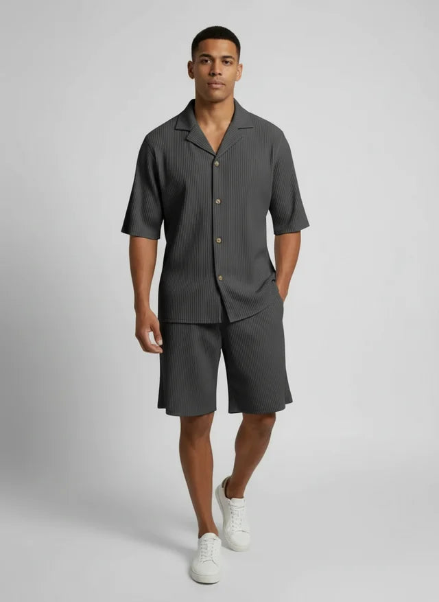 Ensemble chemise velours côtelé et short homme décontracté