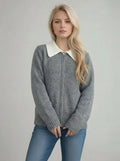 Cardigan zippé femme en maille douce automne-hiver