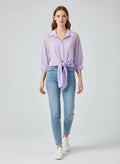 Blouse ample en mousseline pour femme avec lien à la taille
