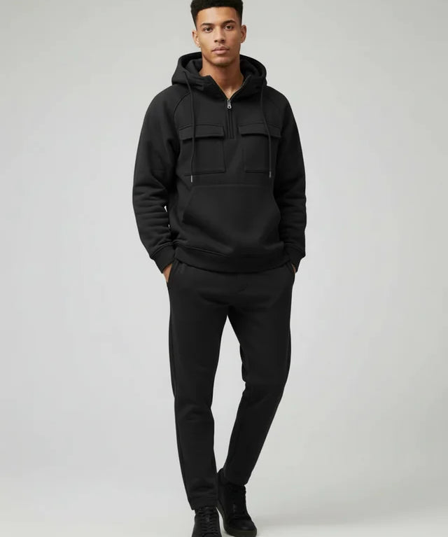 Sweat à capuche homme multi-poches automne-hiver