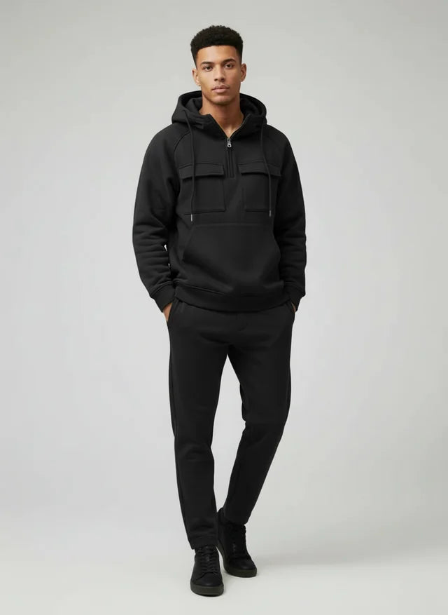 Sweat à capuche homme multi-poches automne-hiver