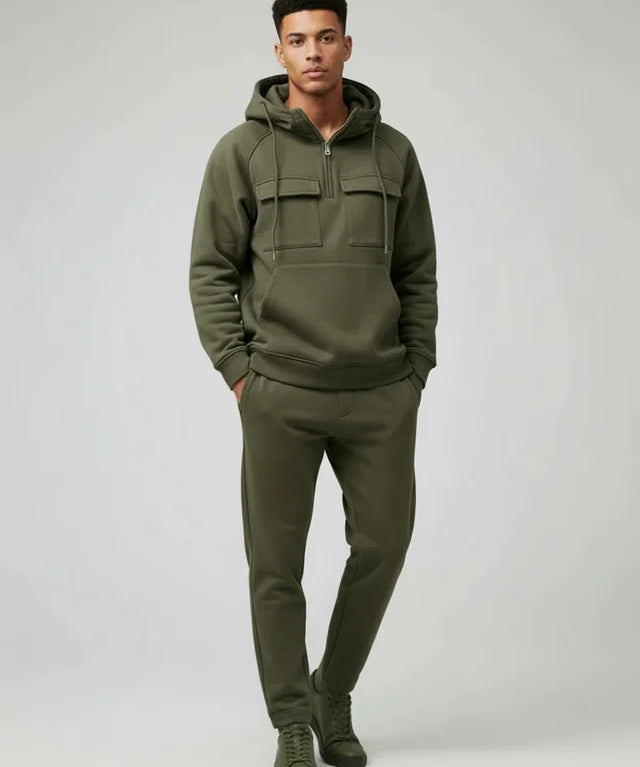 Sweat à capuche homme multi-poches automne-hiver