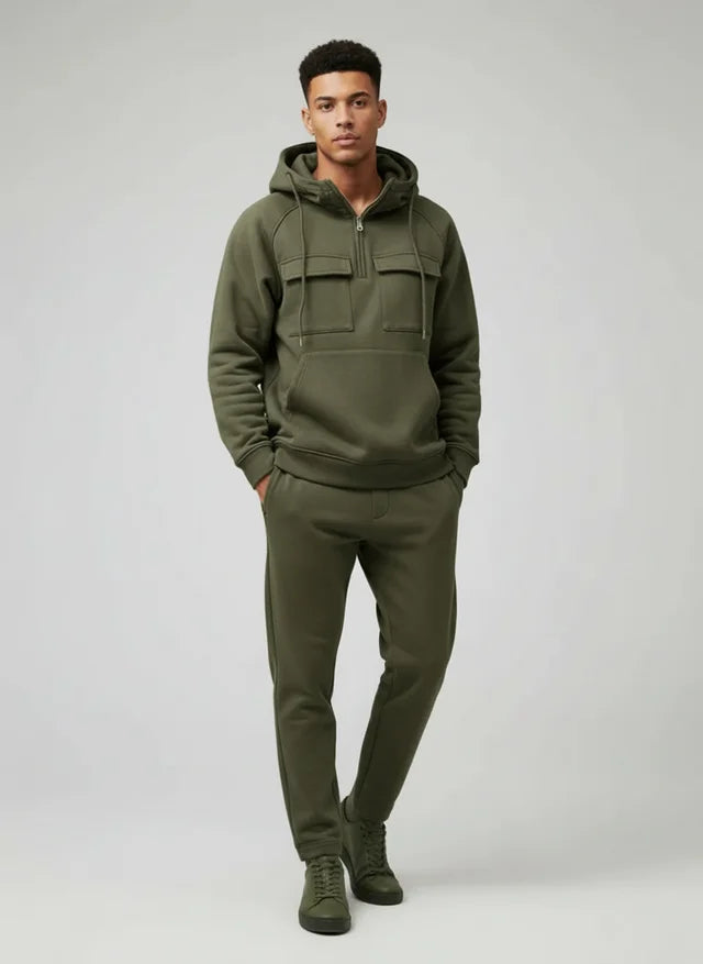 Sweat à capuche homme multi-poches automne-hiver