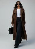 Manteau long vintage en cuir végétalien femme