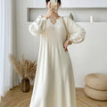 Robe à Manches Longues et Col en V, Chic et Confortable pour le Quotidien